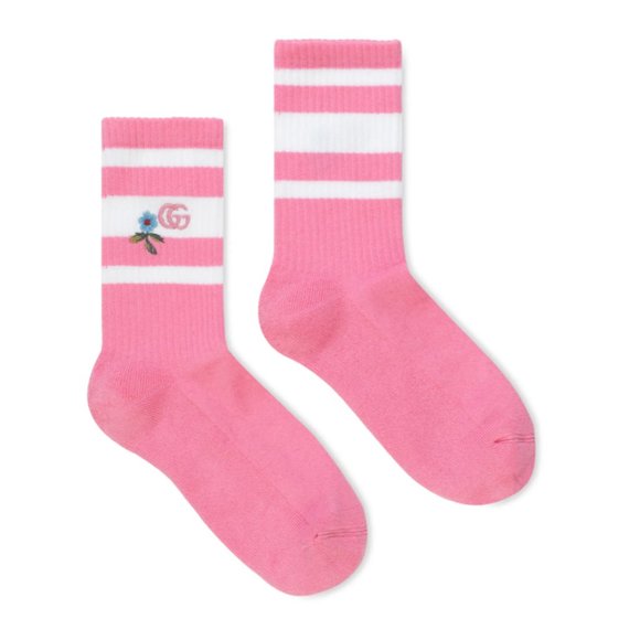 Gucci GG Knitted Daisy Socks In Pink NEW W TAGS - Picture 1 of 3